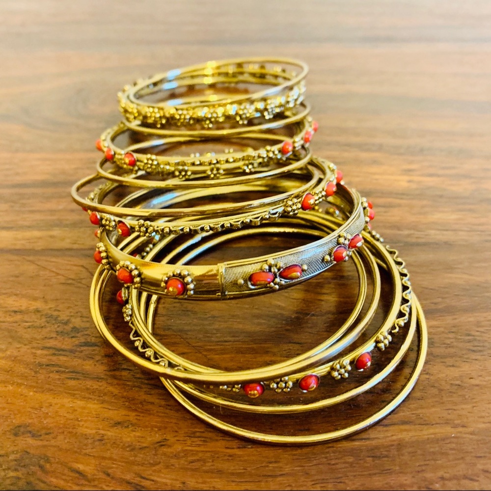 Amrita Singh 16 piece gold and resin bangle set